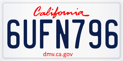 CA license plate 6UFN796