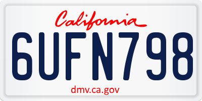 CA license plate 6UFN798
