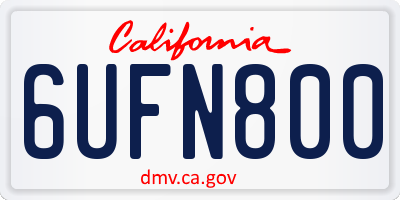 CA license plate 6UFN800