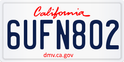 CA license plate 6UFN802