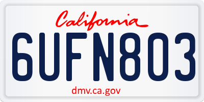 CA license plate 6UFN803