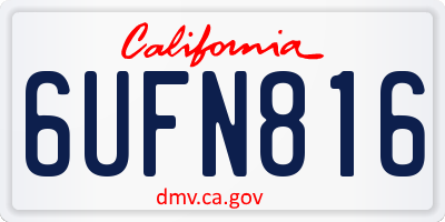 CA license plate 6UFN816
