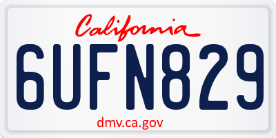 CA license plate 6UFN829