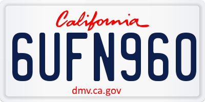 CA license plate 6UFN960