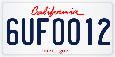 CA license plate 6UFO012