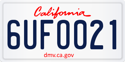 CA license plate 6UFO021