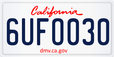 CA license plate 6UFO030