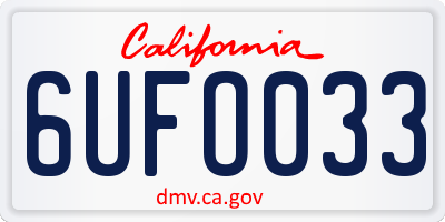 CA license plate 6UFO033
