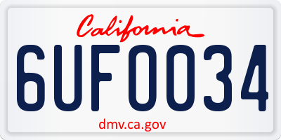 CA license plate 6UFO034