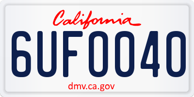 CA license plate 6UFO040