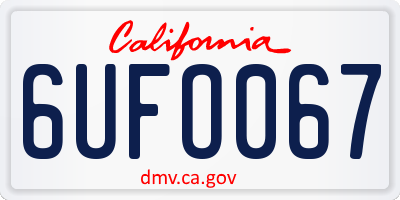 CA license plate 6UFO067