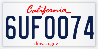 CA license plate 6UFO074