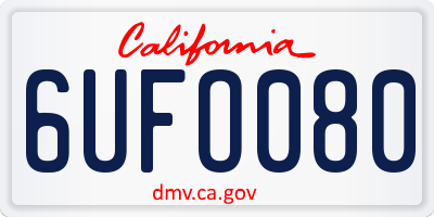 CA license plate 6UFO080