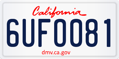CA license plate 6UFO081