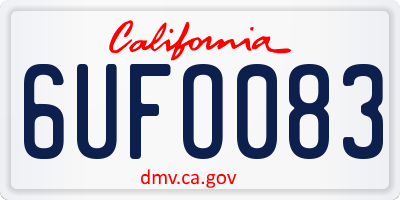 CA license plate 6UFO083