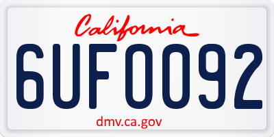 CA license plate 6UFO092