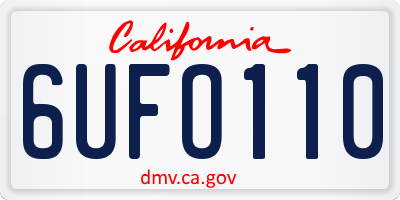 CA license plate 6UFO110
