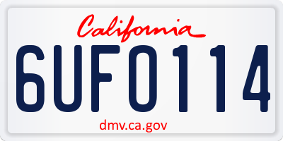 CA license plate 6UFO114