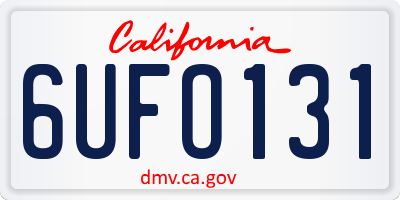 CA license plate 6UFO131