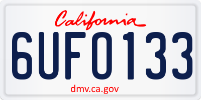 CA license plate 6UFO133
