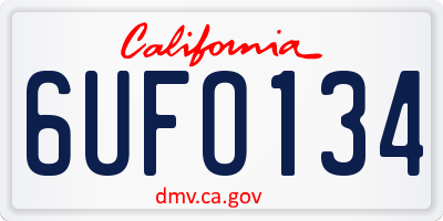 CA license plate 6UFO134