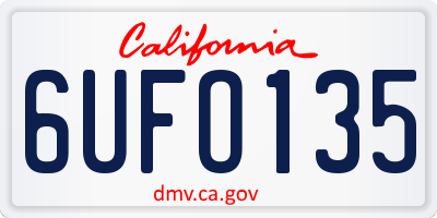 CA license plate 6UFO135