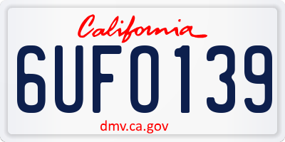 CA license plate 6UFO139