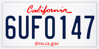 CA license plate 6UFO147