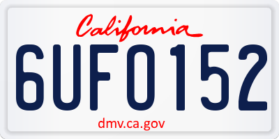 CA license plate 6UFO152
