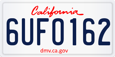 CA license plate 6UFO162