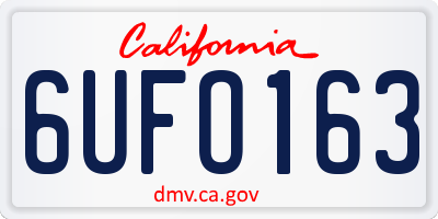 CA license plate 6UFO163