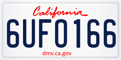 CA license plate 6UFO166
