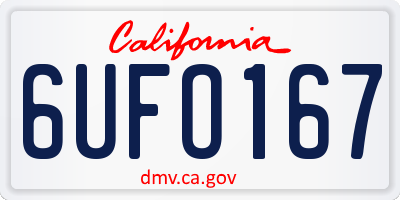 CA license plate 6UFO167