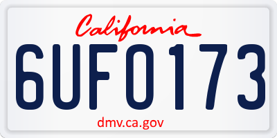 CA license plate 6UFO173