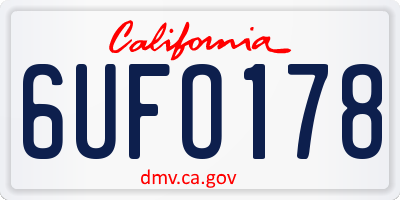 CA license plate 6UFO178