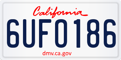 CA license plate 6UFO186