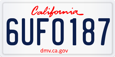 CA license plate 6UFO187