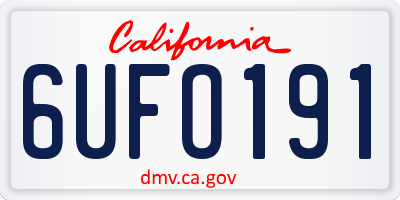 CA license plate 6UFO191