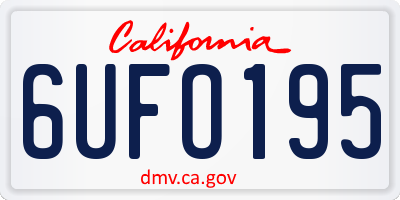 CA license plate 6UFO195