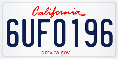 CA license plate 6UFO196