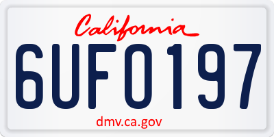 CA license plate 6UFO197