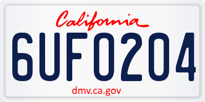 CA license plate 6UFO204