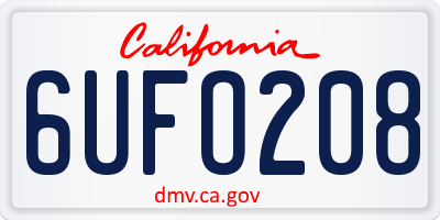 CA license plate 6UFO208