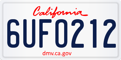 CA license plate 6UFO212