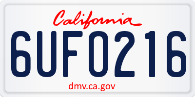 CA license plate 6UFO216