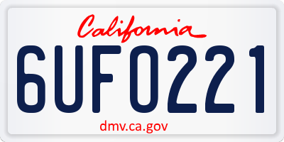 CA license plate 6UFO221