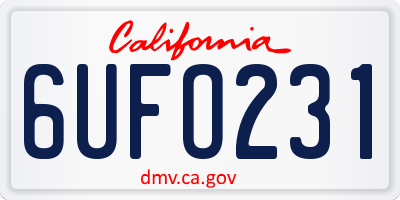 CA license plate 6UFO231