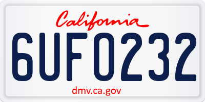 CA license plate 6UFO232