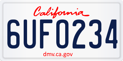 CA license plate 6UFO234