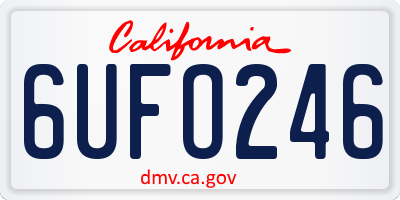 CA license plate 6UFO246